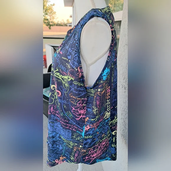 Anthony's Resort Wear Chic Multicolor Script Women's Blouse - Picture 6 of 8